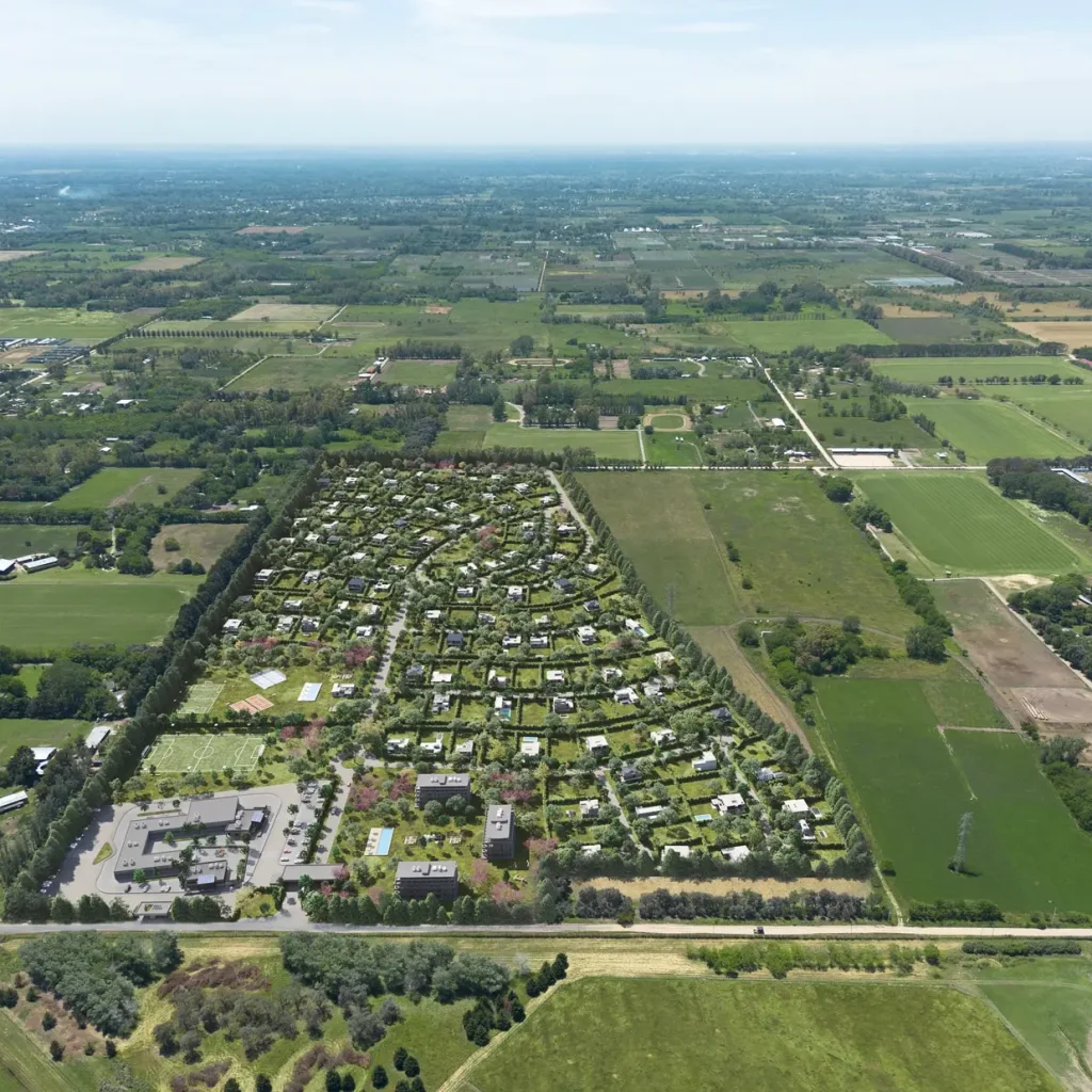 Render de vista aérea del desarrollo